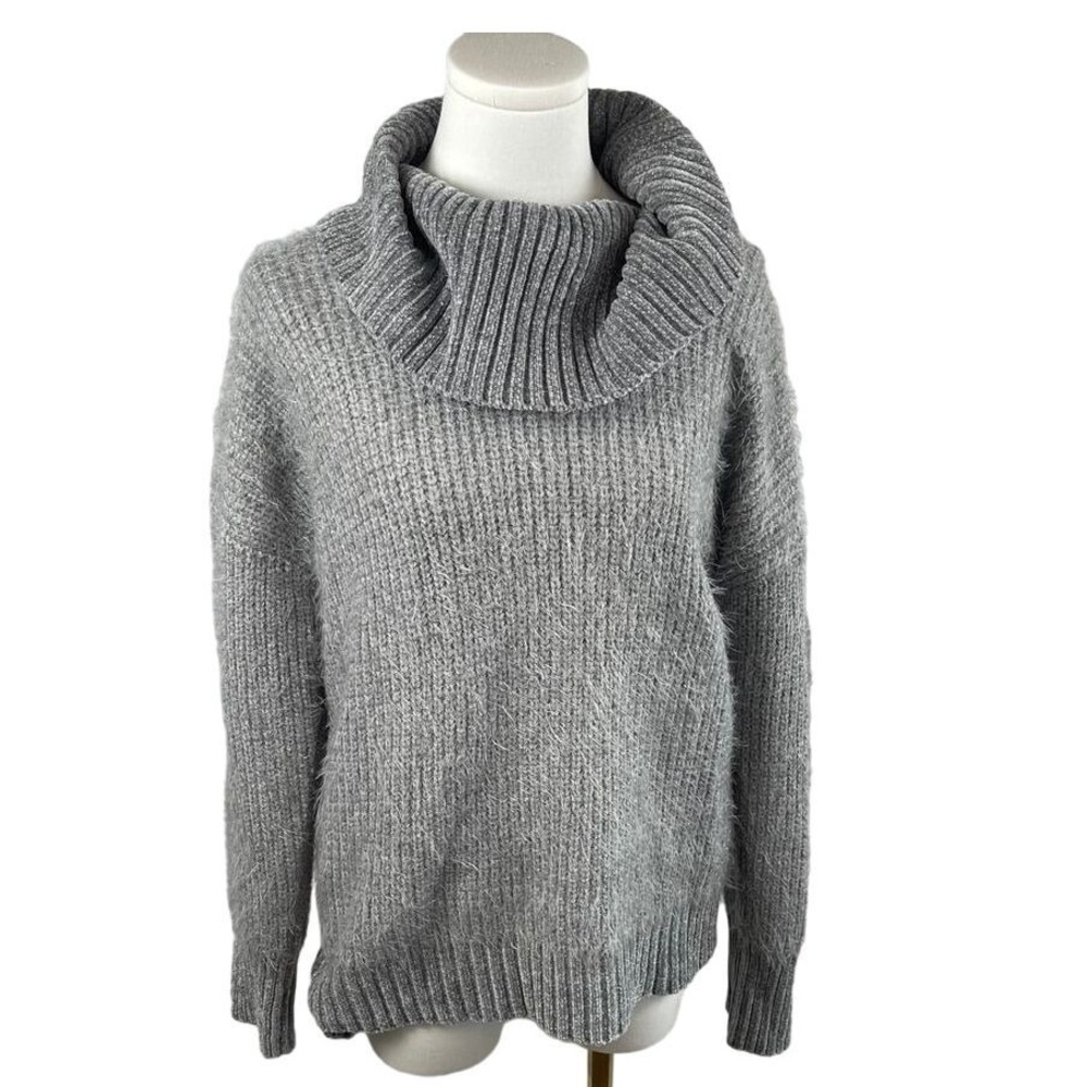 Calvin Klen soft gray women's‎ cowl turtleneck sweater, Large, oversized neck